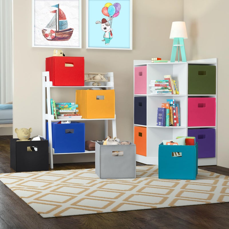 RiverRidge Kids 2pc Fabric Collapsible Storage Cube Organizers with Handles for Playroom Organization - Black - Image 5